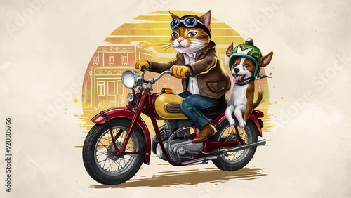 cat on a motorcycle