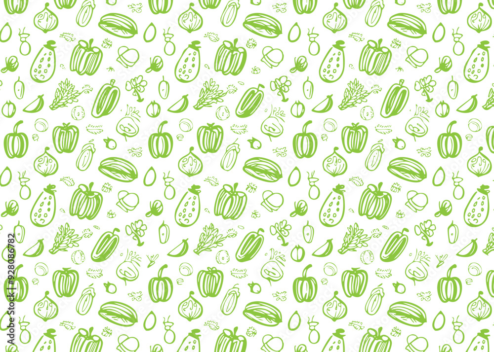 Green organic vegetables food pattern vector background