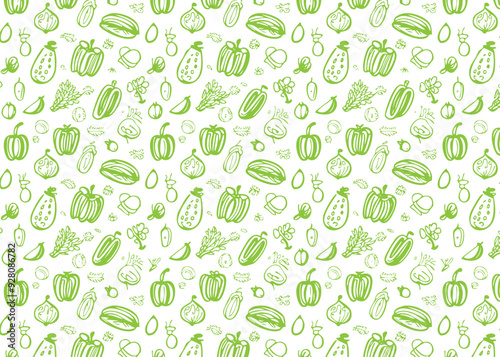 Green organic vegetables food pattern vector background