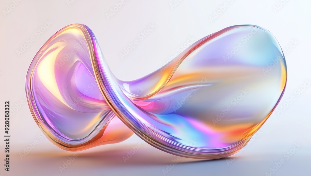 3D rendering of an abstract glass shape with rainbow colors. 3D rendering of an abstract glass shape with rainbow colors.