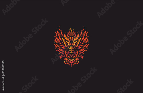 Phoenix angry with flame on fire vector illustration