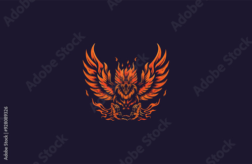 Phoenix angry with flame on fire vector illustration