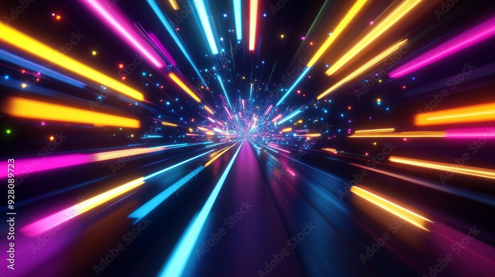 Abstract Neon Lights Tunnel