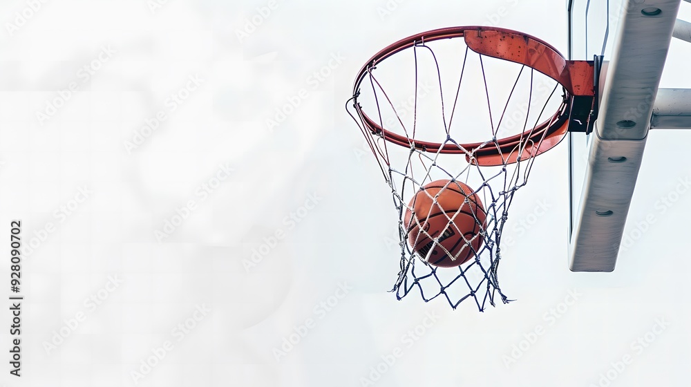 Basketball Shot from Below with Ball Aiming for Hoop Basketball Shot from Below with Ball Aiming for Hoop