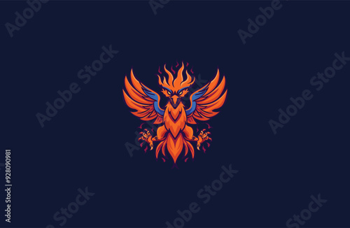 Phoenix angry with flame on fire vector illustration