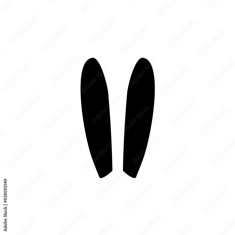 Bunny ear silhouette. Cute Rabbit ear silhouette vector illustration Bunny ear silhouette. Cute Rabbit ear silhouette vector illustration