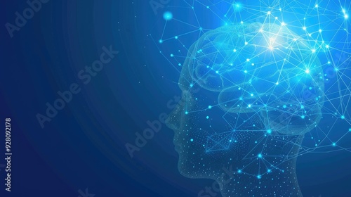 Abstract Digital Brain Illustration with Network Connections