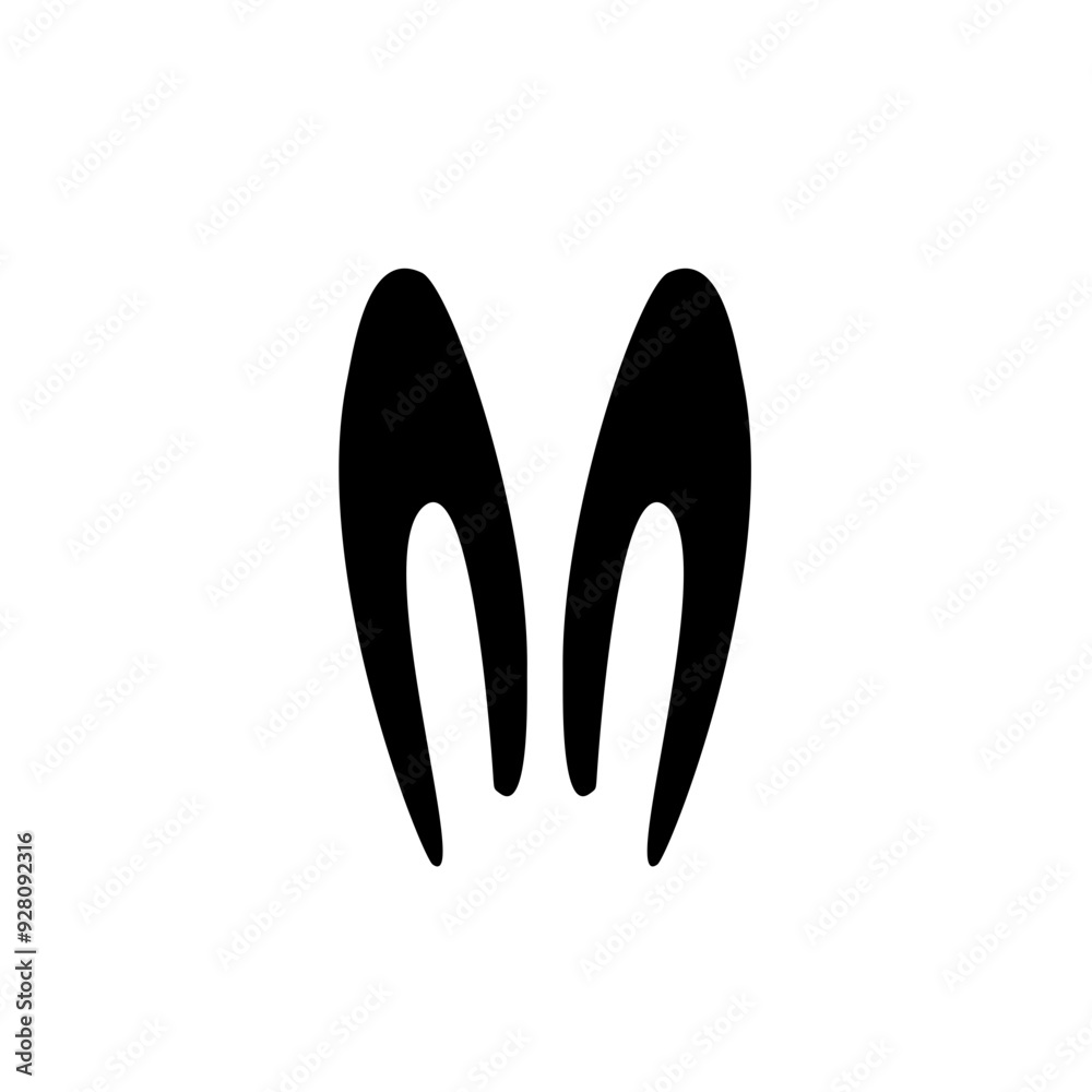 Bunny ear silhouette. Cute Rabbit ear silhouette vector illustration Bunny ear silhouette. Cute Rabbit ear silhouette vector illustration
