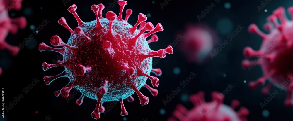 Red Virus Alert With Blue Binary Code, Cybersecurity Threat Red Virus Alert With Blue Binary Code, Cybersecurity Threat