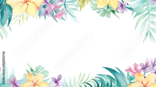 Watercolor Tropical Floral Frame