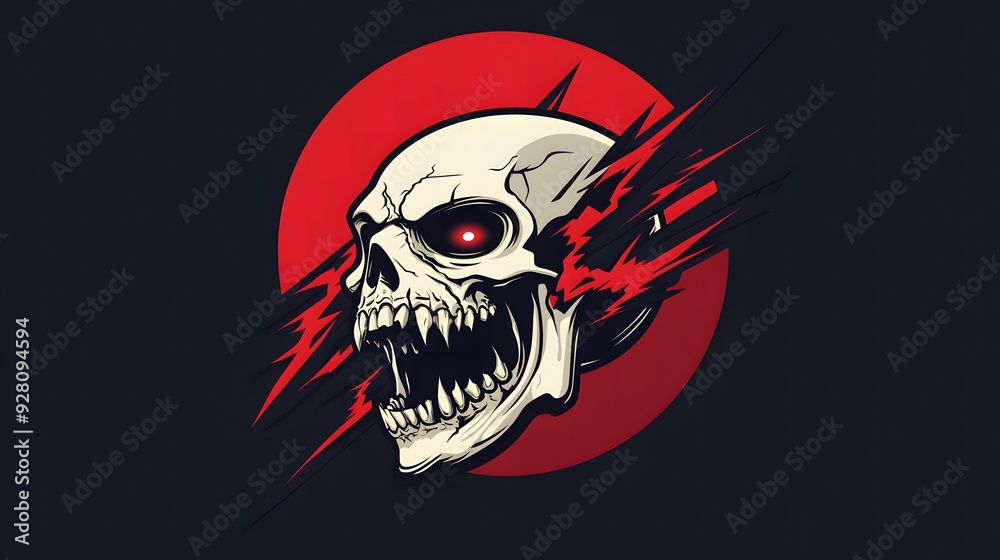 Angry Skull Logo with Red Lightning Angry Skull Logo with Red Lightning