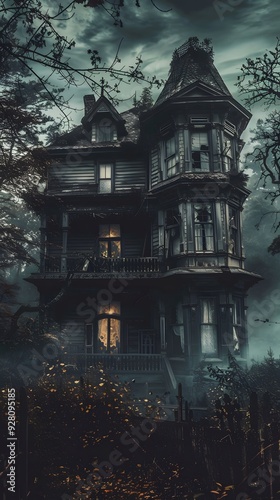 Spooky House Filled with Scary Ghosts and Shadows.