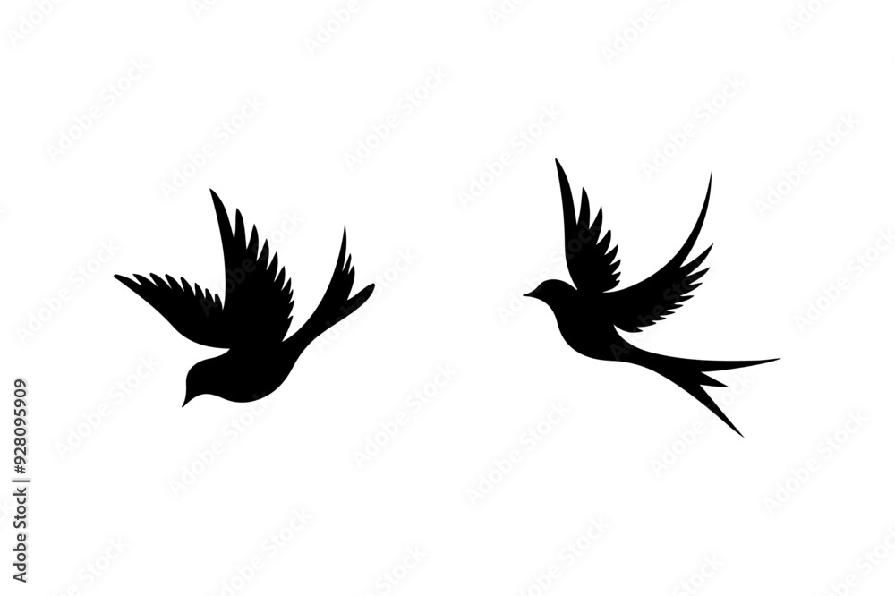 Humming bird silhouette vector illustration set. Humming bird silhouette vector illustration set.