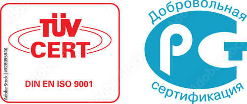 Iso tuv cert and pct conformity mark. 