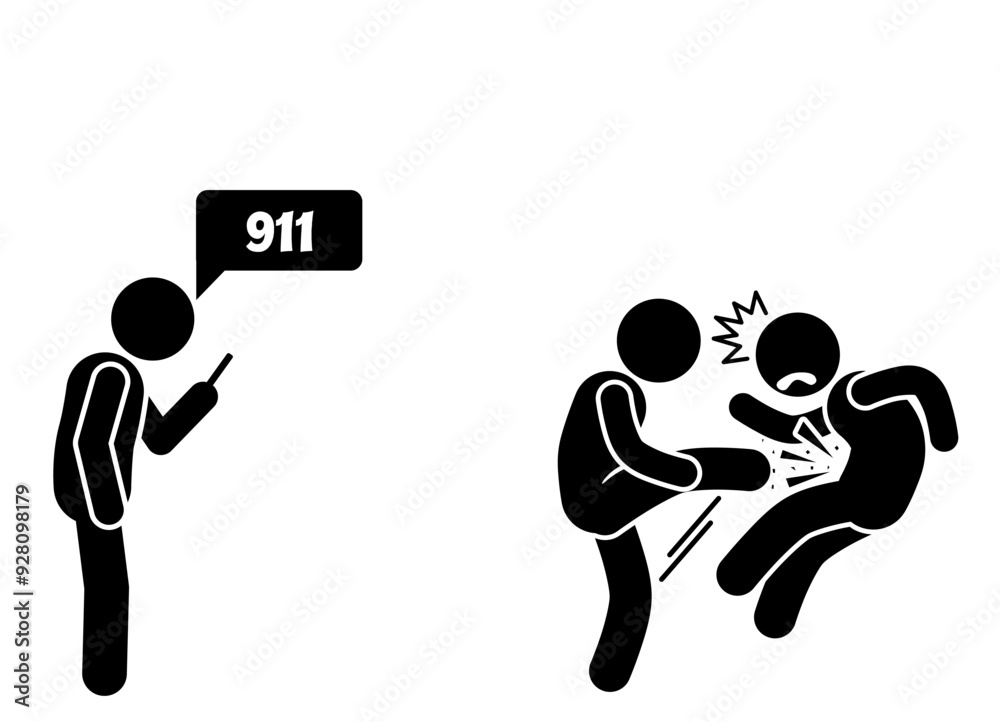 stick figure pictogram illustration of calling 911 for help stick figure pictogram illustration of calling 911 for help