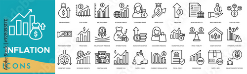 Inflation icon. Price Increase, Cost Surge, Inflation Rate, Economic Impact and Consumer Prices