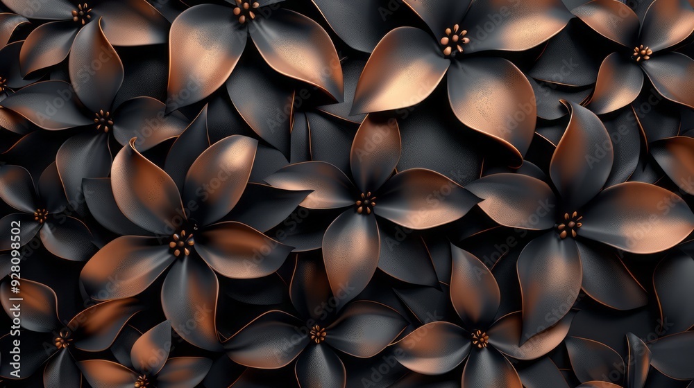 Black 3d decorative pattern on a soft 3D apricot flower background Black 3d decorative pattern on a soft 3D apricot flower background