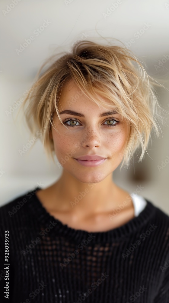 closeup woman short blond haircut hair attractive girl tomboy face body skin facial deep tan flipped out longer closeup woman short blond haircut hair attractive girl tomboy face body skin facial deep tan flipped out longer