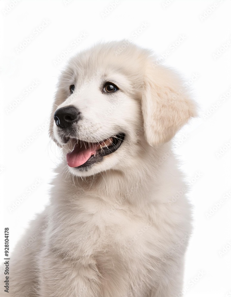 笑顔のグレート・ピレニーズの子犬のポートレート(Portrait of a smiling Great Pyrenees puppy on white background)
笑顔のグレート・ピレニーズの子犬のポートレート(Portrait of a smiling Great Pyrenees puppy on white background)
