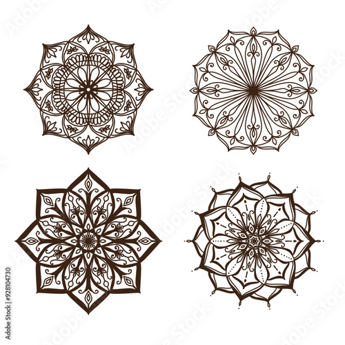 Set mandala ornaments on a white background. East style. vector. It can be used in the package design, brochures, logos, etc.