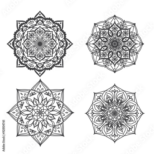 Set mandala ornaments on a white background. East style. vector. It can be used in the package design, brochures, logos, etc.