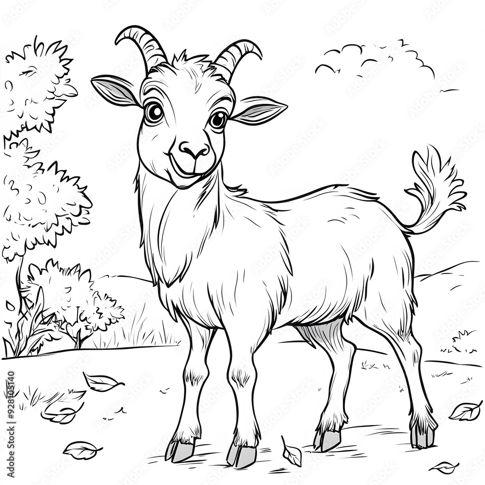 Cute Farm Coloring Page with a Simple Goat Design Cute Farm Coloring Page with a Simple Goat Design