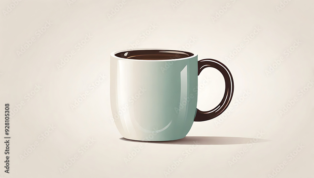 D Flat-Style Illustration of a Minimalist Coffee Mug on a White Background with Clean Lines and Generous Copy Space D Flat-Style Illustration of a Minimalist Coffee Mug on a White Background with Clean Lines and Generous Copy Space