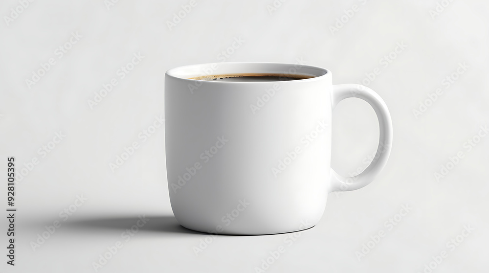 D Flat-Style Illustration of a Minimalist Coffee Mug on a White Background with Clean Lines and Generous Copy Space D Flat-Style Illustration of a Minimalist Coffee Mug on a White Background with Clean Lines and Generous Copy Space