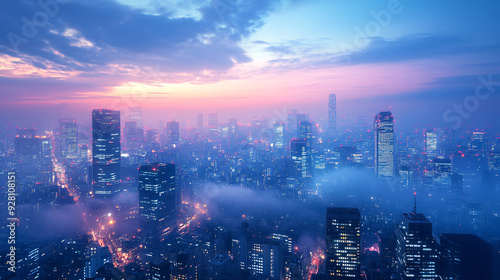 Panoramic high speed technology in big city concept, light abstract background. Speed concept.
