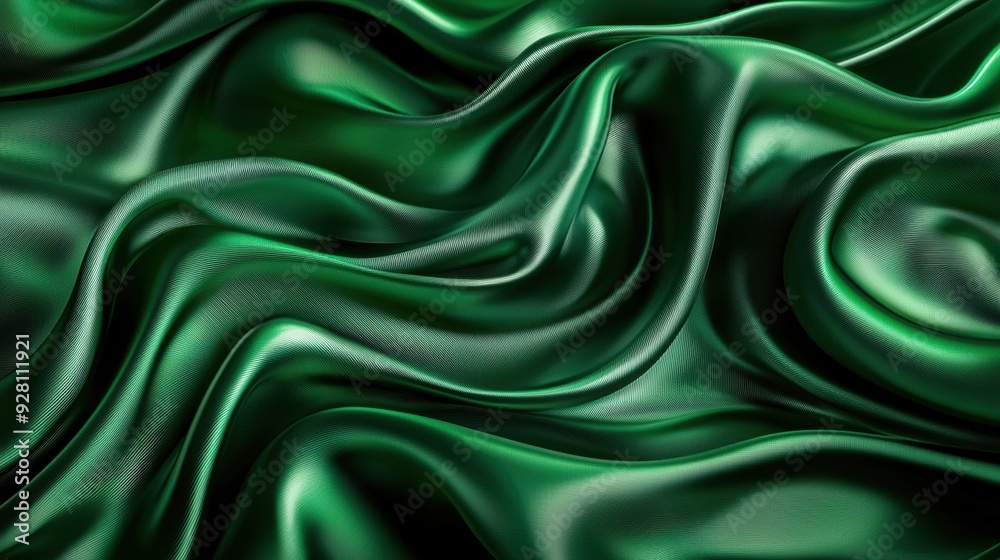 Luxurious Green Satin Fabric with Flowing Folds Close-up of rich green satin fabric with smooth, flowing folds, showcasing its luxurious texture and elegant sheen Luxurious Green Satin Fabric with Flowing Folds Close-up of rich green satin fabric with smooth, flowing folds, showcasing its luxurious texture and elegant sheen