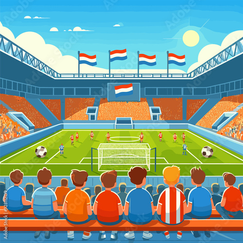 A soccer field with a crowd of people watching the game