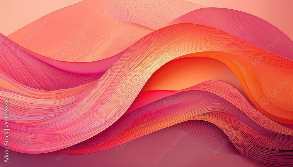 Obraz premium Pink orange abstract wavy background