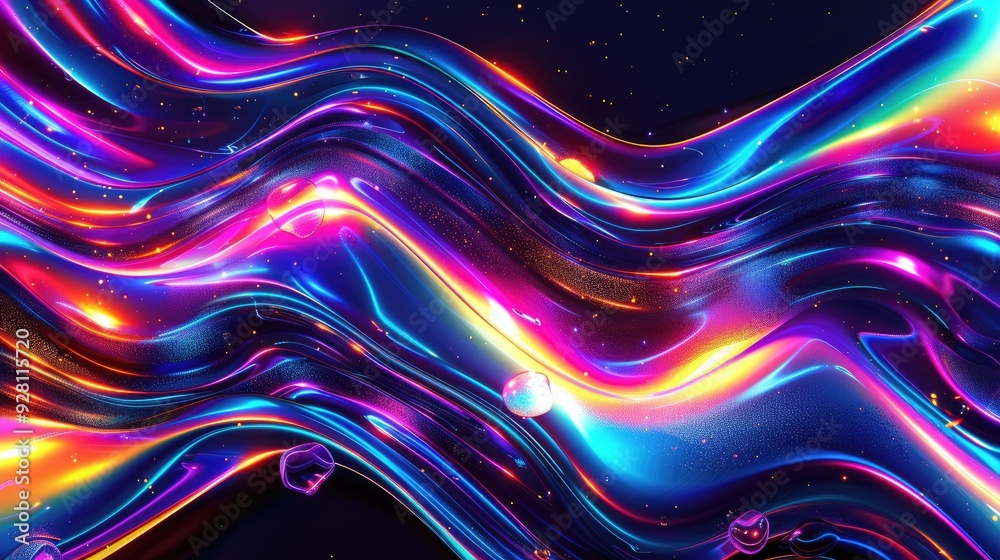 Abstract Liquid Art With Neon Colors and Metallic Texture Abstract Liquid Art With Neon Colors and Metallic Texture