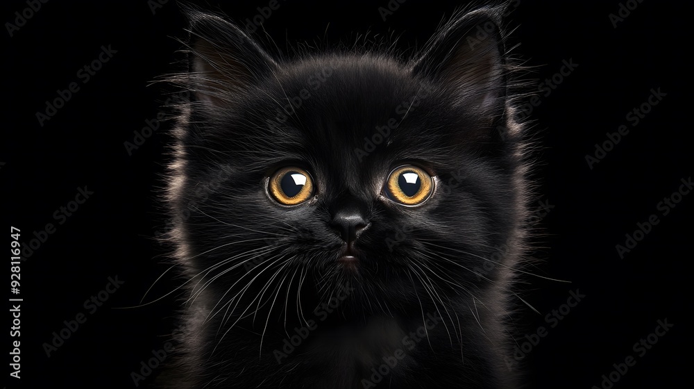fluffy Black Kitten with Cute Expressions and Soft Lighting fluffy Black Kitten with Cute Expressions and Soft Lighting