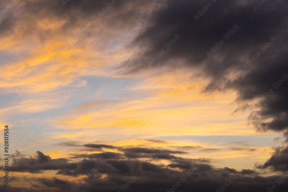 Dramatic Sky With Dark Clouds At Sunset. Dramatic Sky With Dark Clouds At Sunset.