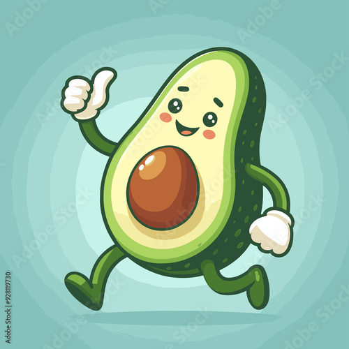 A cartoon avocado character is giving a thumbs up sign
