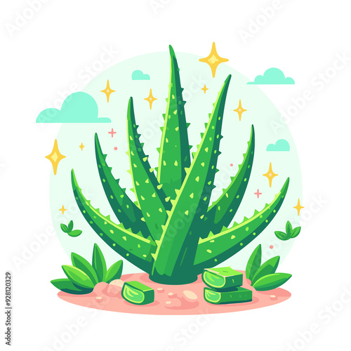 A green plant with green leaves and a green stem