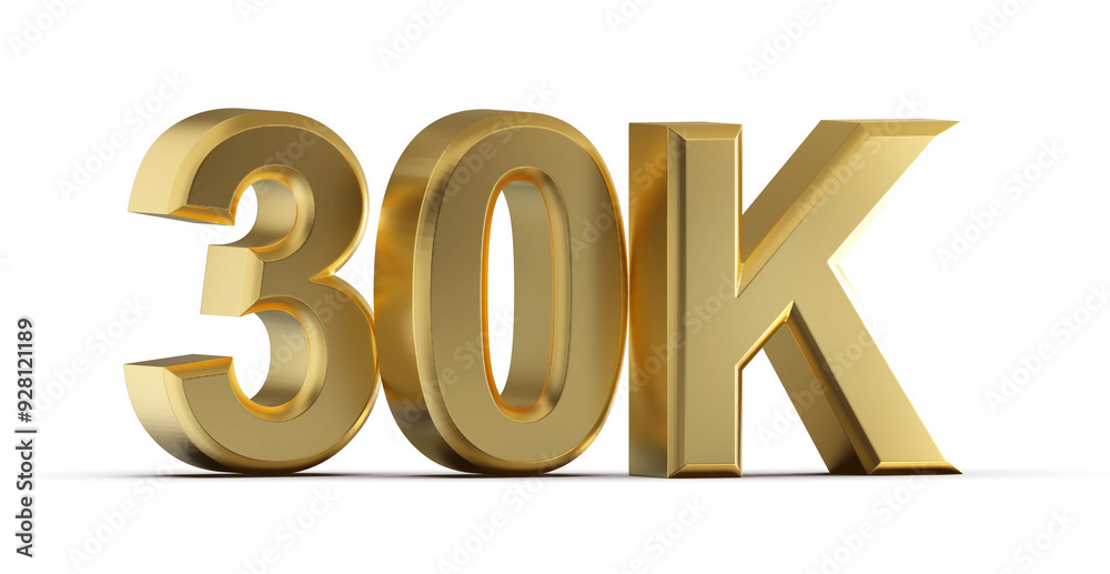 30K Follower 3D Render Golden 30K Follower 3D Render Golden