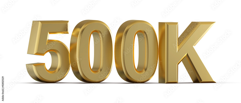 500K Follower 3D Render Golden 500K Follower 3D Render Golden