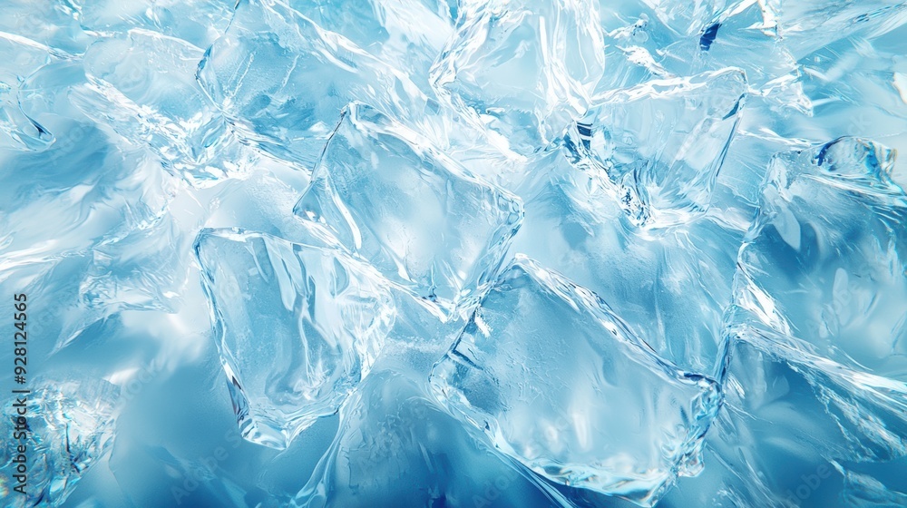 Fototapeta premium Close-Up Photograph of Clear Ice Cubes Displaying Rich Texture and Transparency