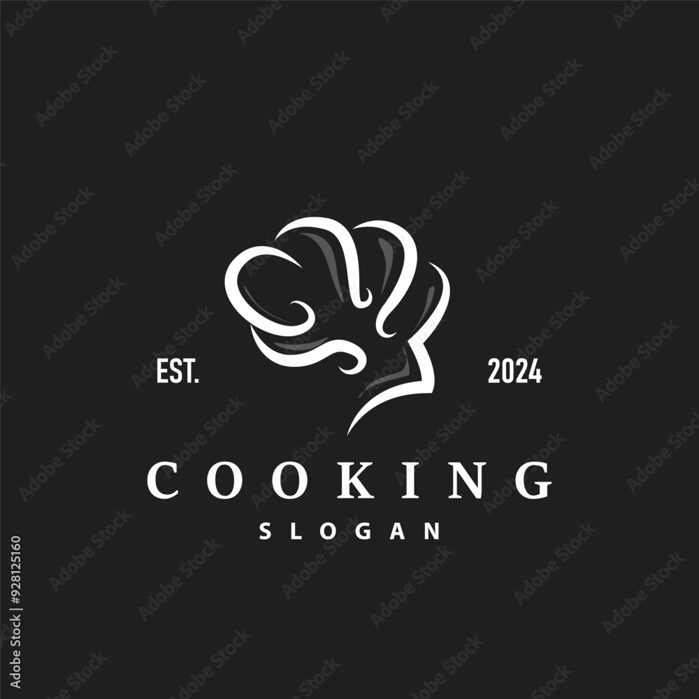 Fototapeta premium Chef Logo Design Cooking Inspiration And Chef Hat With Simple Lines For Restaurant Business Brands