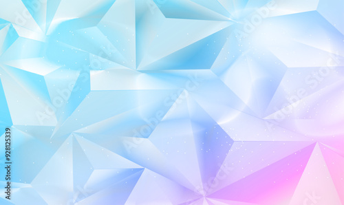 Abstract background of low poly frosted glass surface, polygon shapes. Low poly crystal faceted gemstone background for New Year, Christmas Banners or Winter. Frozen window illustration. Vector EPS10.