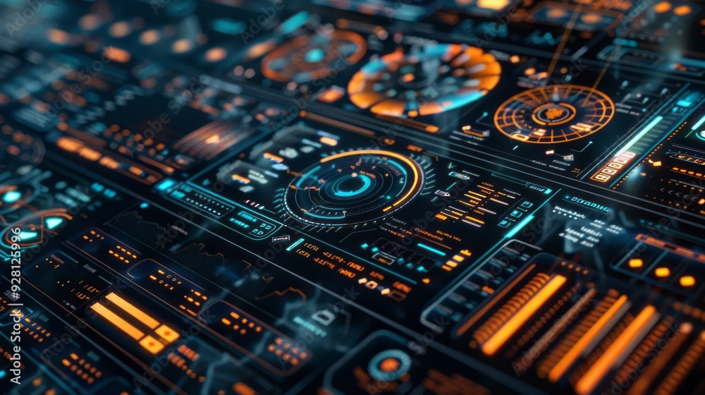 digital interface with AI-driven algorithms optimizing a complex system, visualized with dynamic graphs and charts digital interface with AI-driven algorithms optimizing a complex system, visualized with dynamic graphs and charts