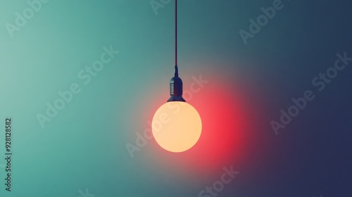 Illuminated Light Bulb Hanging Against a Gradient Background