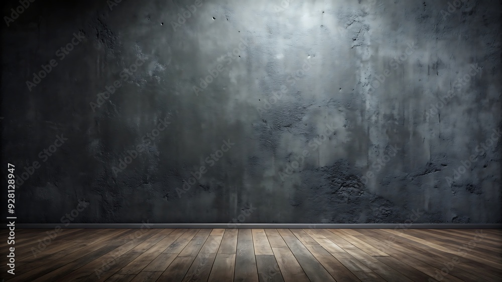 Dark Concrete Wall and Wooden Floor Background. Dark Concrete Wall and Wooden Floor Background.