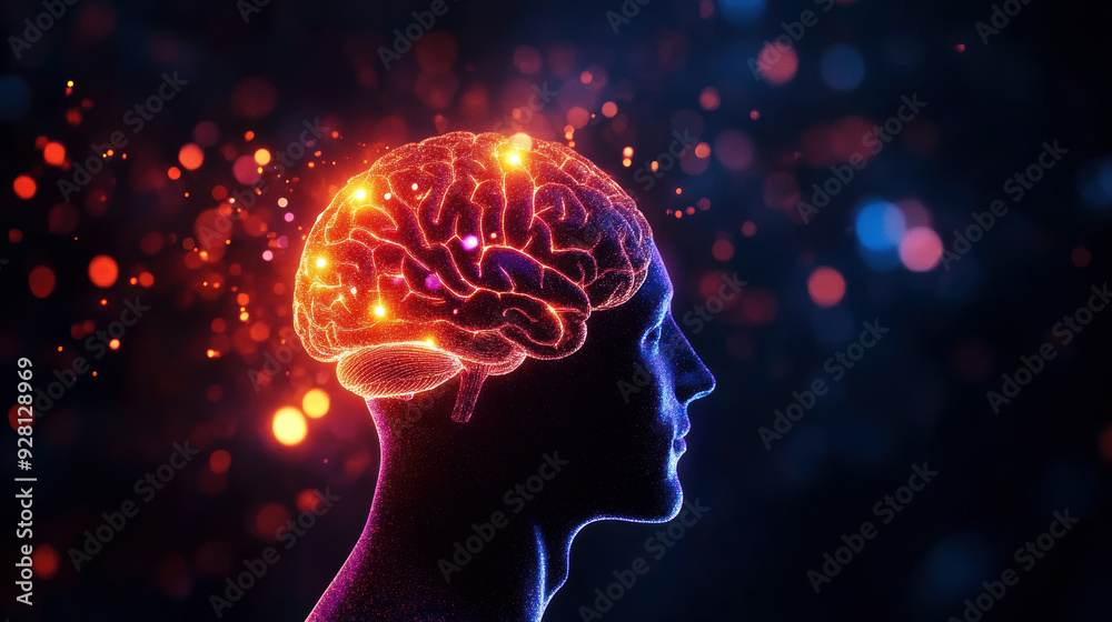 Visual Representation of Human Brain with Neural Connections and Glowing Synaptic Activity Visual Representation of Human Brain with Neural Connections and Glowing Synaptic Activity