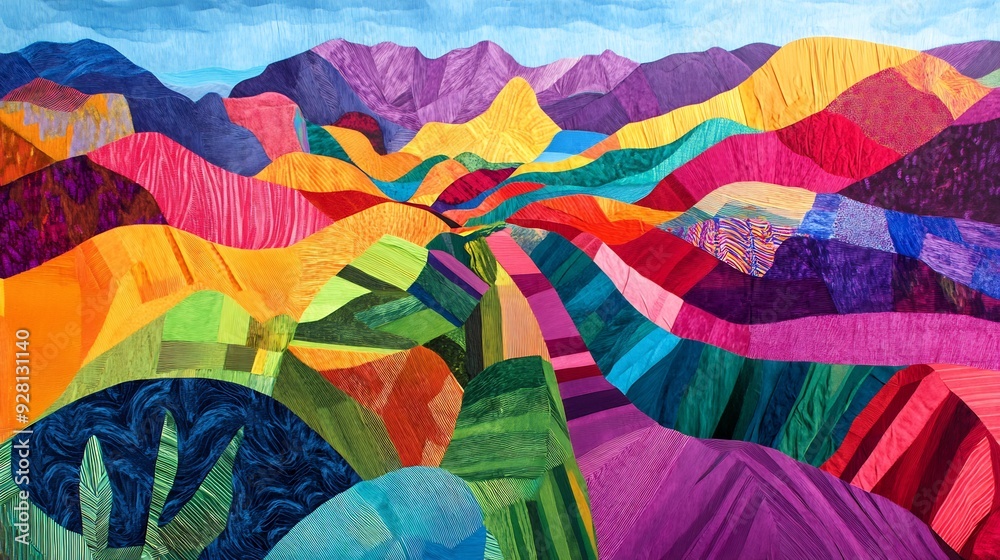 Fototapeta premium Abstract Mountain Landscape in Vibrant Colors