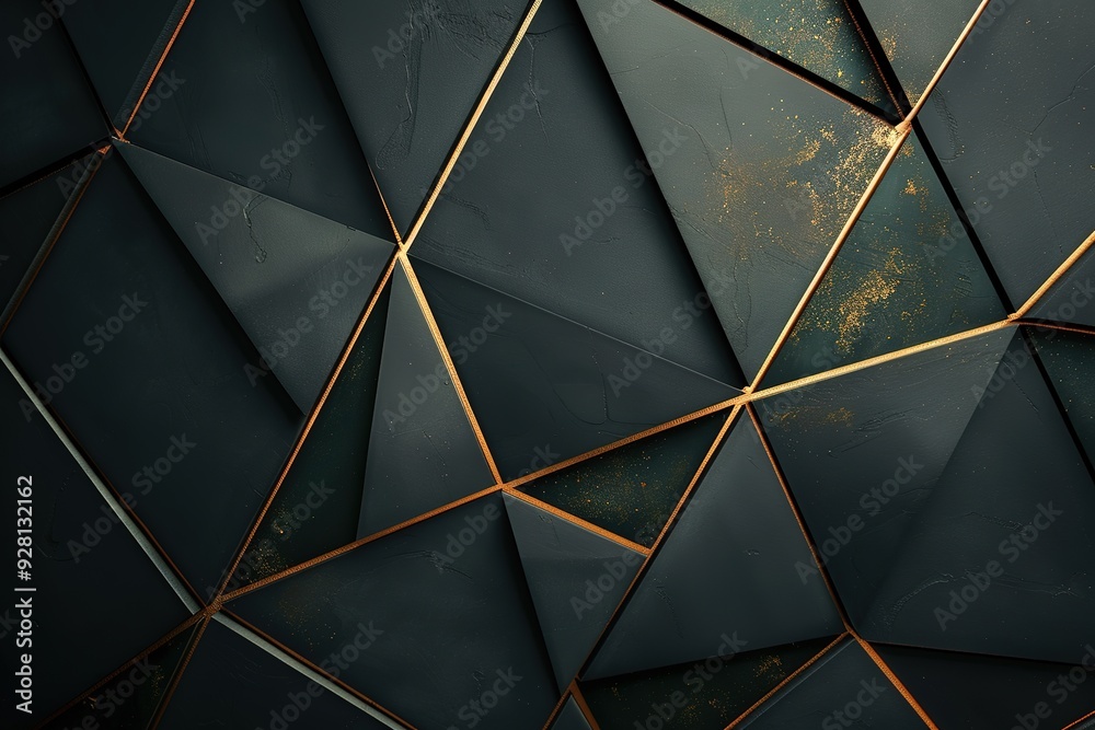 Abstract Geometric Background with Black Triangles and Gold Accents. Abstract Geometric Background with Black Triangles and Gold Accents.