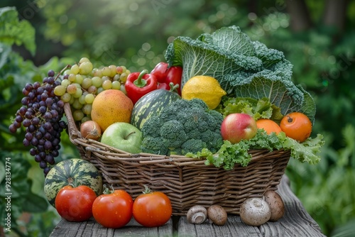 Freshly Harvested Produce in a Wicker Basket photo