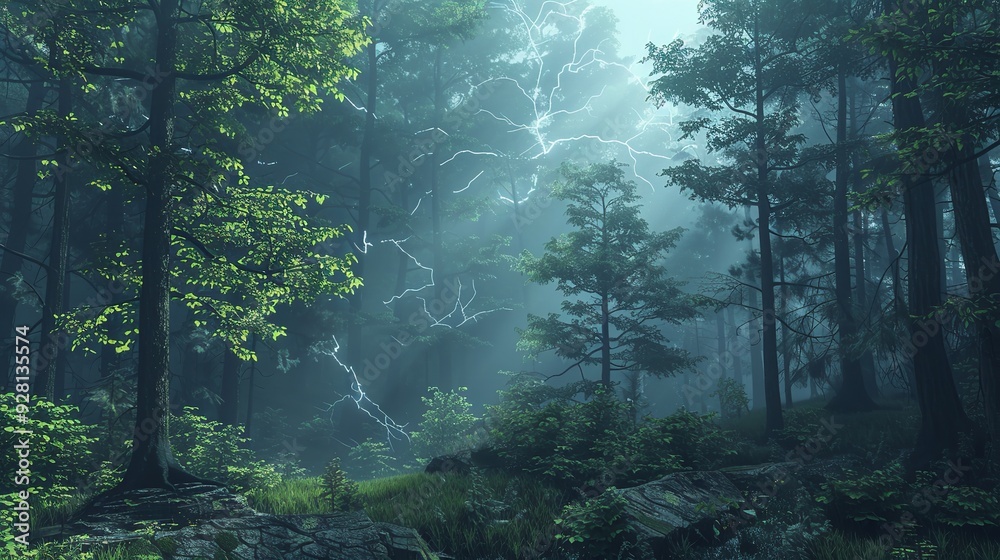 Early morning mist in a dense forest, with sunlight filtering through the trees and creating an ethereal and dreamy landscape perfect for peaceful backgrounds. Early morning mist in a dense forest, with sunlight filtering through the trees and creating an ethereal and dreamy landscape perfect for peaceful backgrounds.